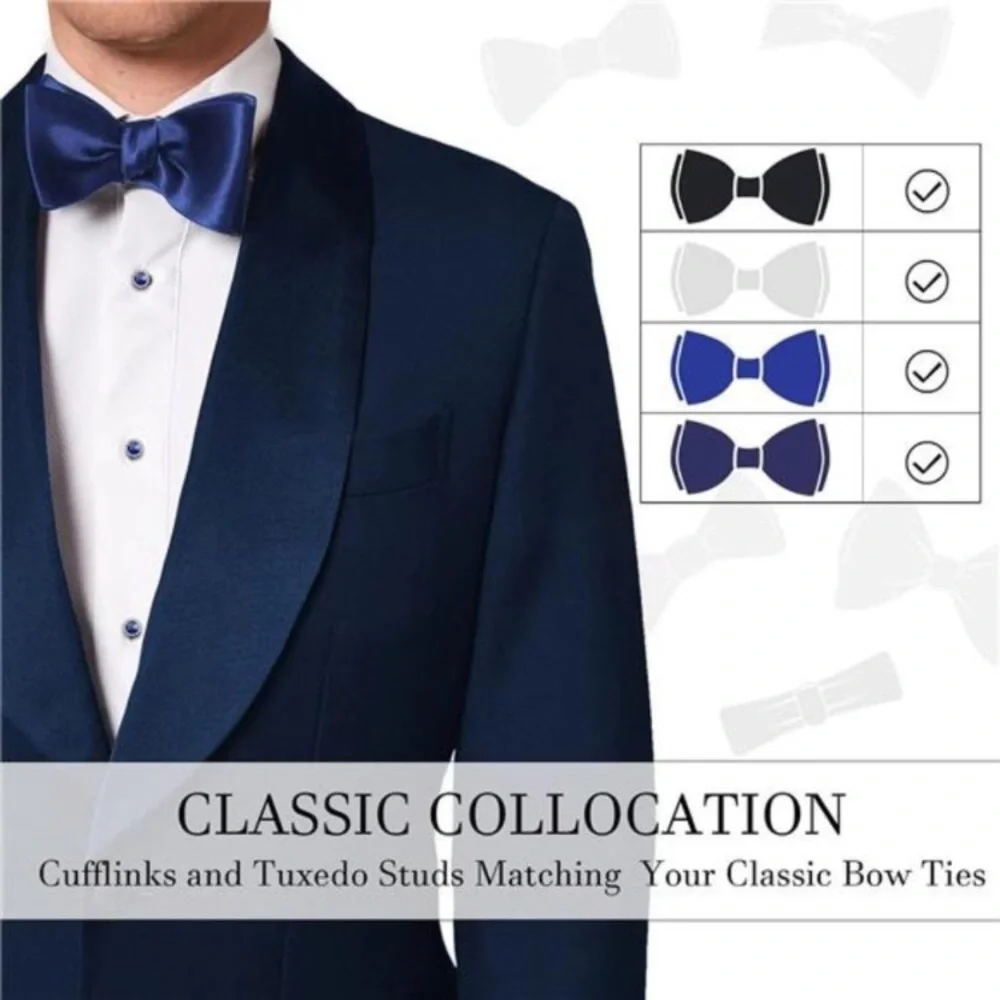 Mulit-Colors Crystal Cuff Links and Studs Set for Tuxedo Shirt Wedding